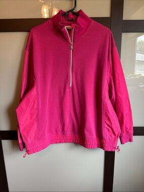 Women's Athleta Mixed Media Hot Pink Half-Zip Pullover size XL
